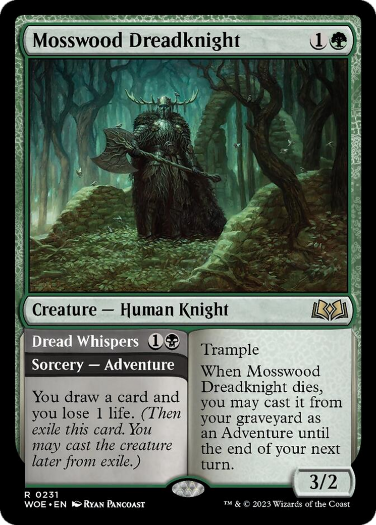 Mosswood Dreadknight // Dread Whispers [Wilds of Eldraine] | Card Merchant Takapuna