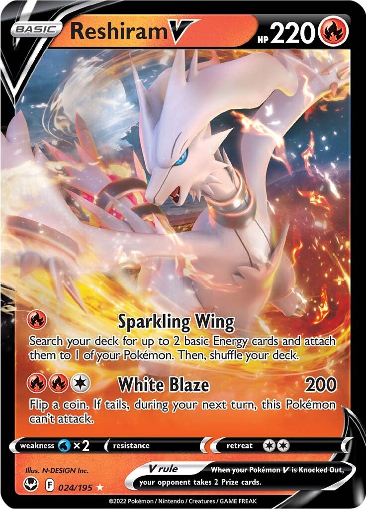 Reshiram V (024/195) [Sword & Shield: Silver Tempest] | Card Merchant Takapuna