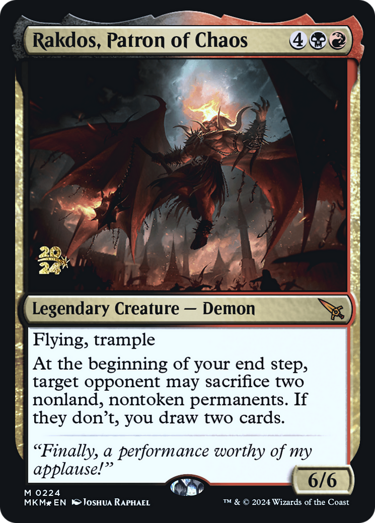 Rakdos, Patron of Chaos [Murders at Karlov Manor Prerelease Promos] | Card Merchant Takapuna