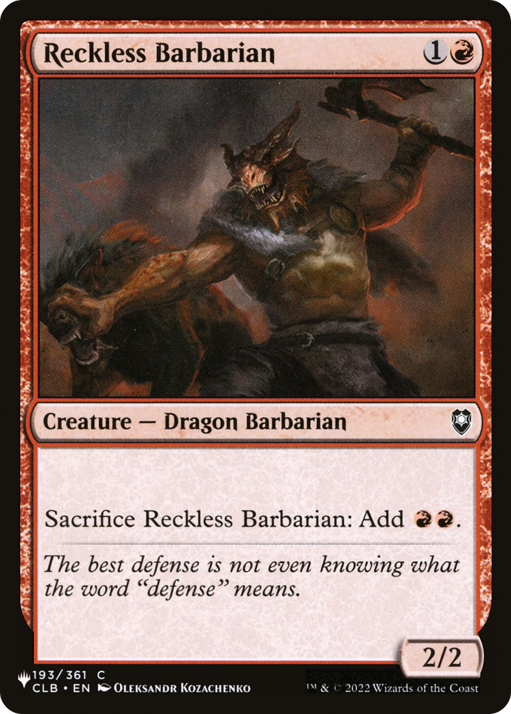 Reckless Barbarian [The List] | Card Merchant Takapuna