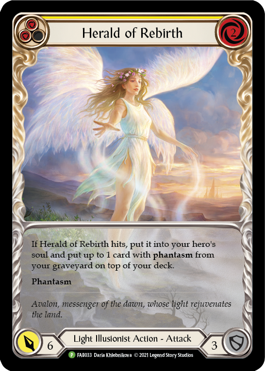 Herald of Rebirth (Yellow) [FAB033] (Promo)  Rainbow Foil | Card Merchant Takapuna