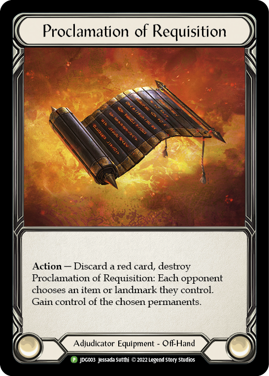 Proclamation of Requisition [JDG003] (Promo)  Cold Foil | Card Merchant Takapuna