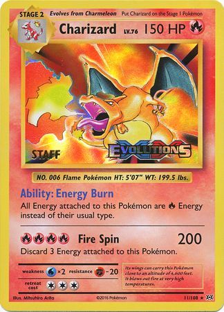 Charizard (11/108) (XY Evolutions Staff Prerelease) [XY: Black Star Promos] | Card Merchant Takapuna