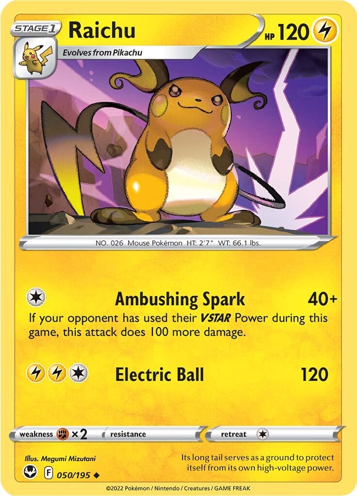 Raichu (050/195) [Sword & Shield: Silver Tempest] | Card Merchant Takapuna