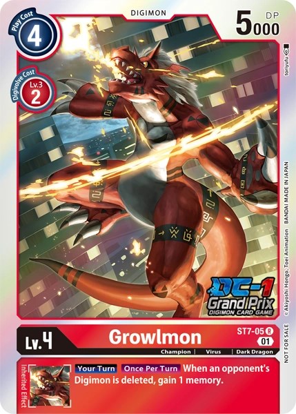 Growlmon [ST7-05] (DC-1 2022 Stamped) [Starter Deck: Gallantmon Promos] | Card Merchant Takapuna