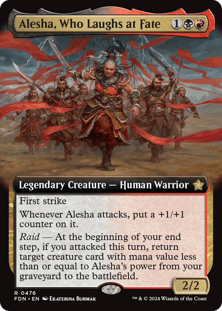 Alesha, Who Laughs at Fate (Extended Art) [Foundations] | Card Merchant Takapuna