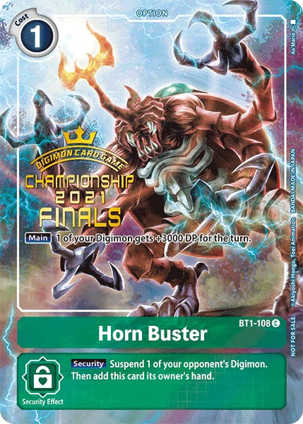 Horn Buster [BT1-108] (2021 Championship Finals Tamer's Evolution Pack) [Release Special Booster Promos] | Card Merchant Takapuna