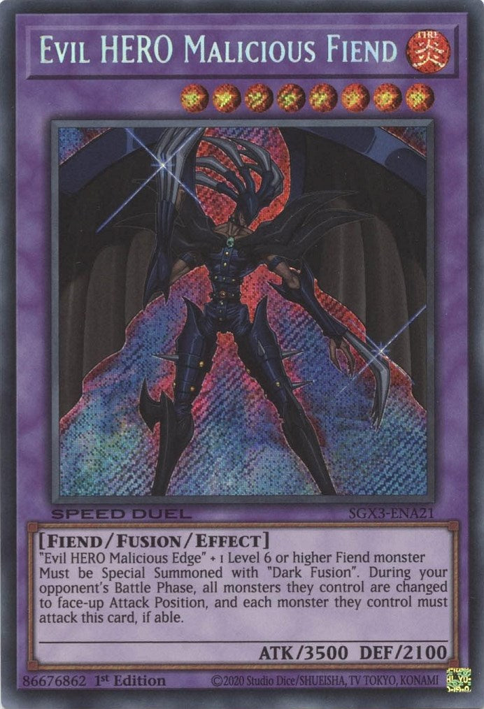 Evil HERO Malicious Fiend [SGX3-ENA21] Secret Rare | Card Merchant Takapuna