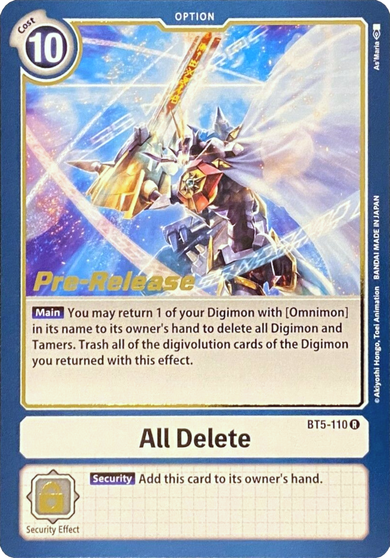 All Delete [BT5-110] [Battle of Omni Pre-Release Promos] | Card Merchant Takapuna