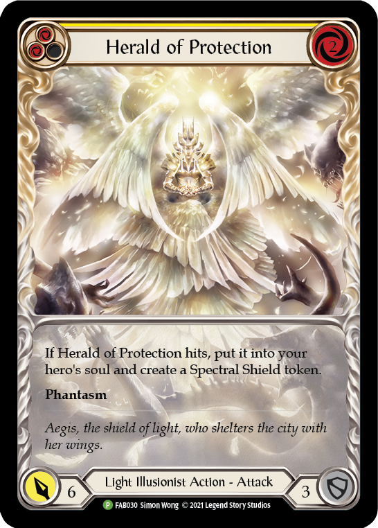 Herald of Protection (Yellow Extended Art) [FAB030] (Promo)  Rainbow Foil | Card Merchant Takapuna