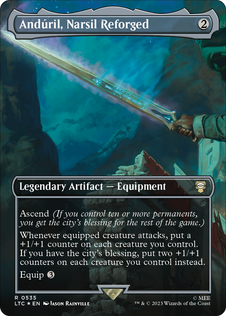 Anduril, Narsil Reforged (Borderless) (Surge Foil) [The Lord of the Rings: Tales of Middle-Earth Commander] | Card Merchant Takapuna