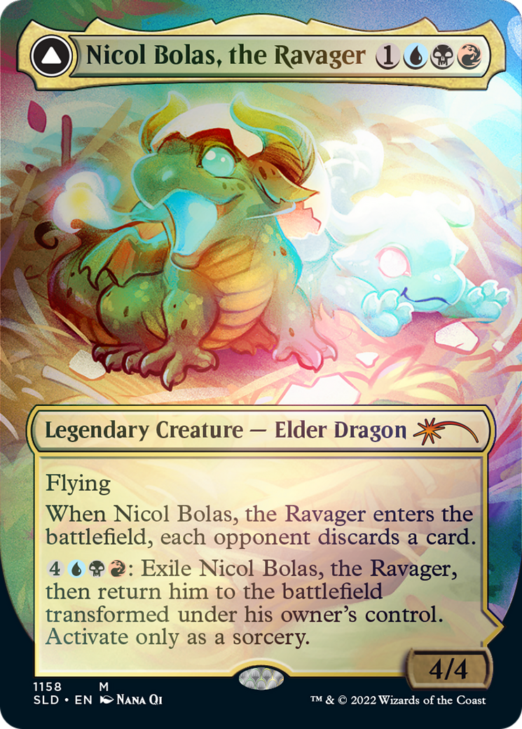 Nicol Bolas, the Ravager // Nicol Bolas, the Arisen (Borderless) [Secret Lair: From Cute to Brute] | Card Merchant Takapuna