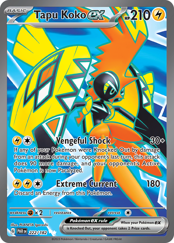 Tapu Koko ex (222/182) [Scarlet & Violet: Paradox Rift] | Card Merchant Takapuna