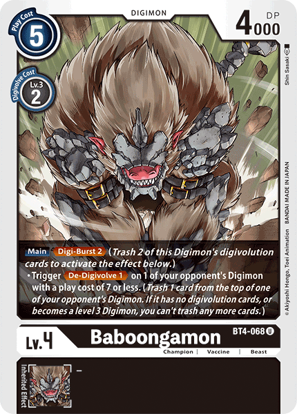 Baboongamon [BT4-068] [Great Legend] | Card Merchant Takapuna