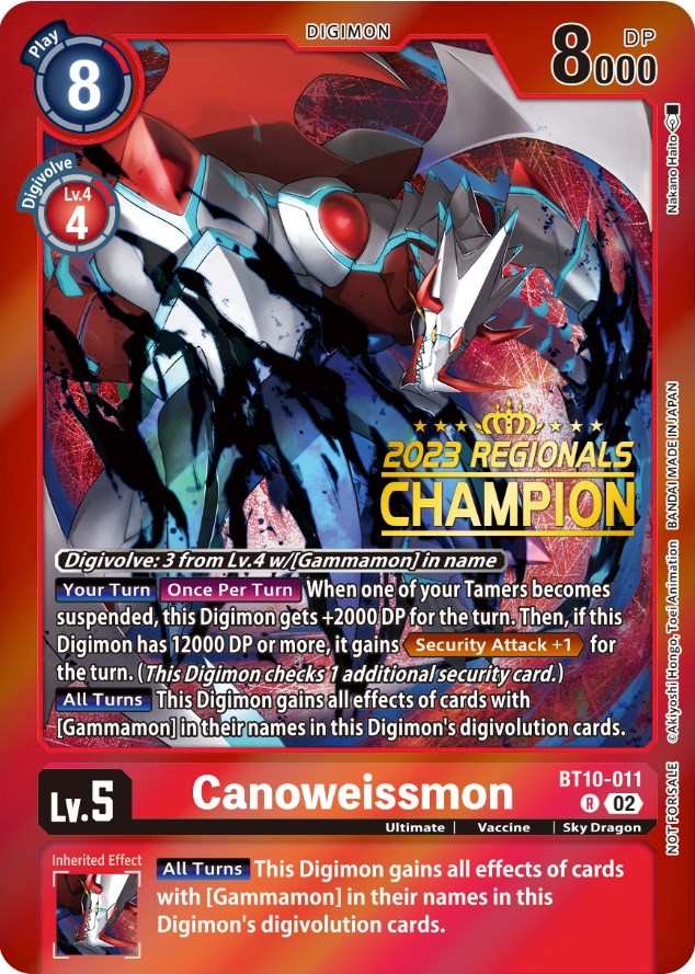 Canoweissmon [BT10-011] (2023 Regionals Champion) [Xros Encounter Promos] | Card Merchant Takapuna