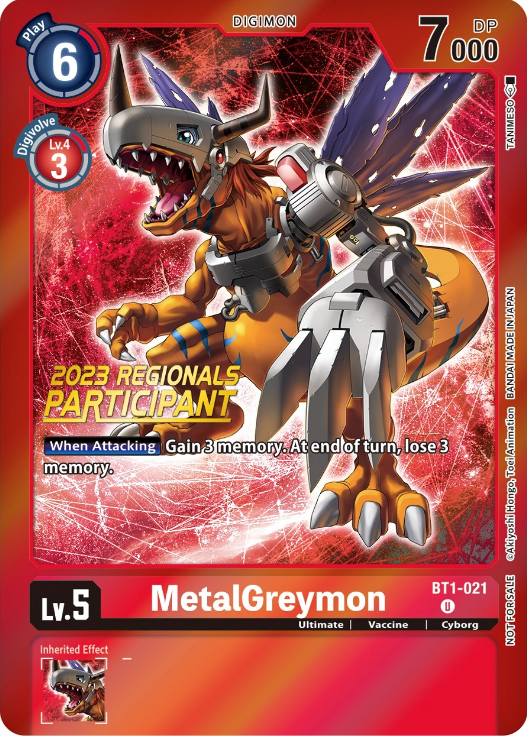 MetalGreymon [BT1-021] (2023 Regionals Participant) [Release Special Booster Promos] | Card Merchant Takapuna