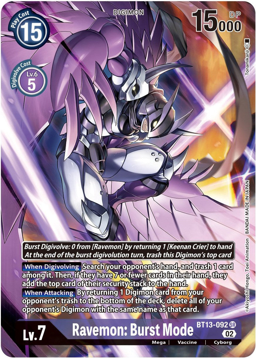 Ravemon: Burst Mode [BT13-092] (Alternate Art) [Versus Royal Knights Booster] | Card Merchant Takapuna