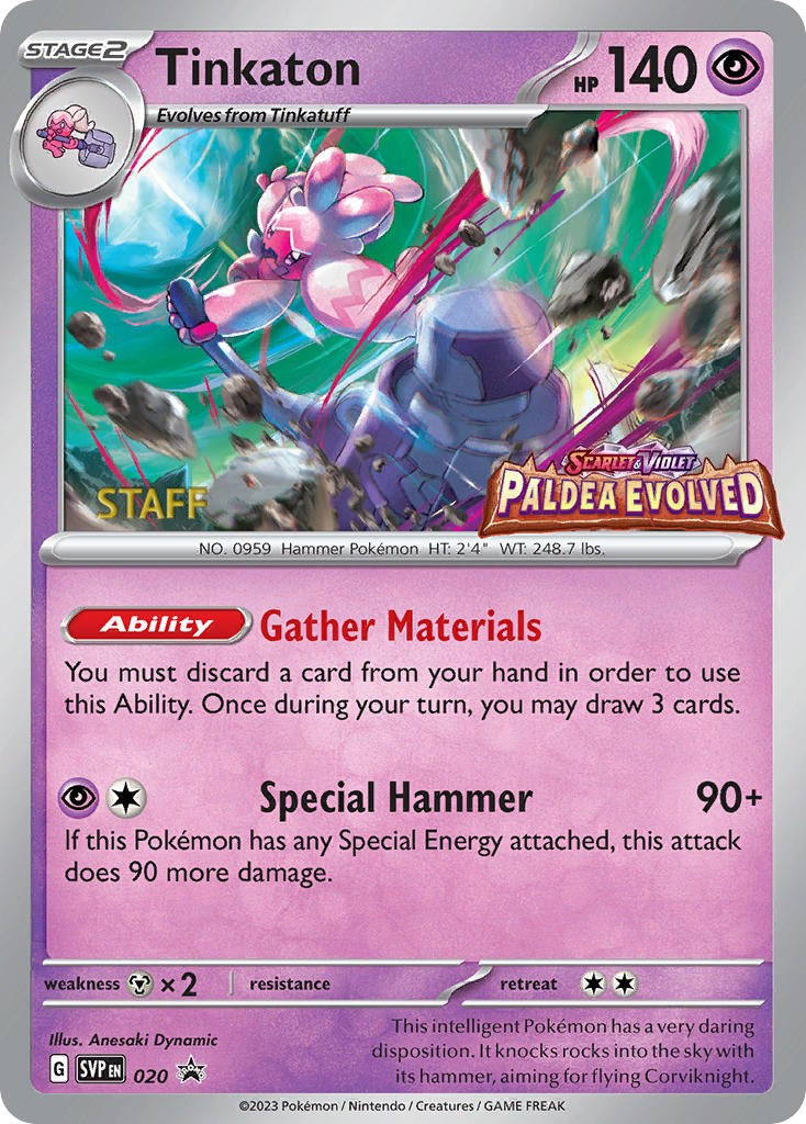 Tinkaton (020) (Staff Promo) [Scarlet & Violet: Black Star Promos] | Card Merchant Takapuna