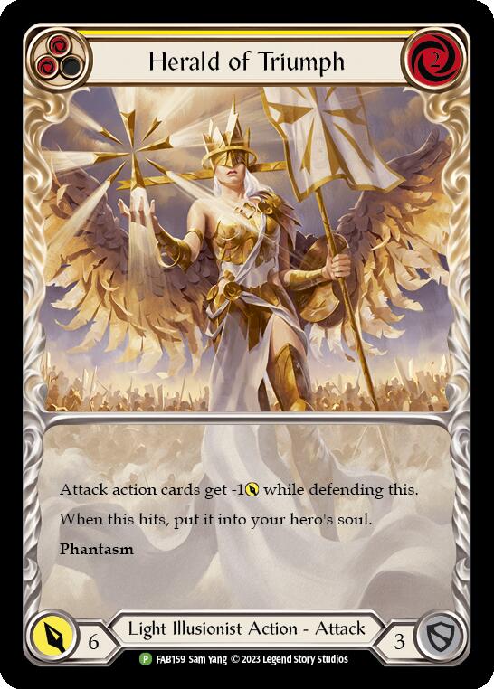 Herald of Triumph (Yellow) [FAB159] (Promo)  Rainbow Foil | Card Merchant Takapuna