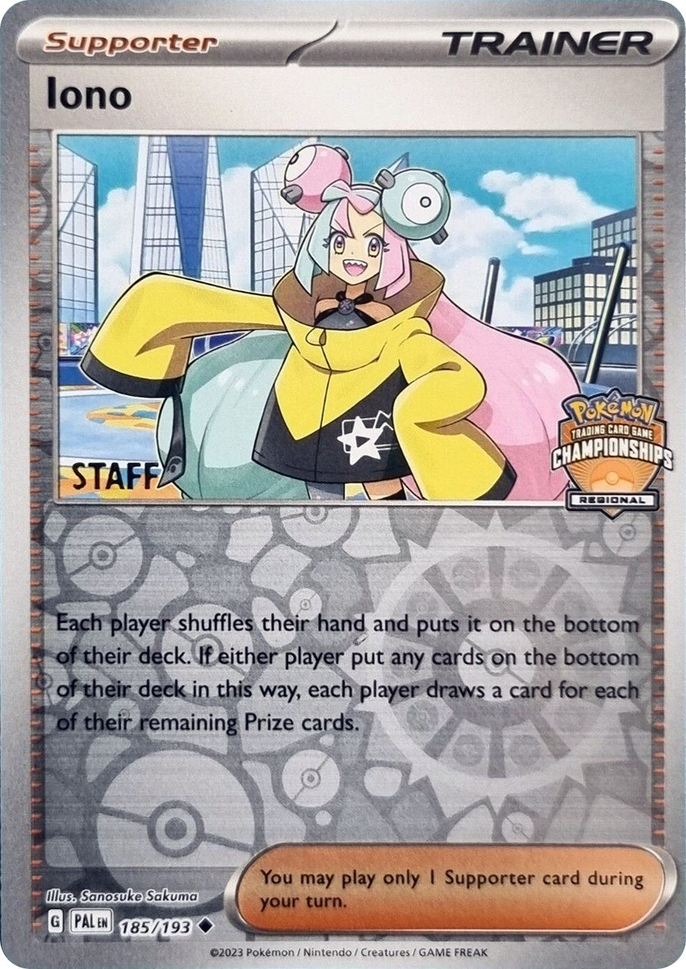 Iono (185/193) (Regional Championships Promo Staff) [League & Championship Cards] | Card Merchant Takapuna