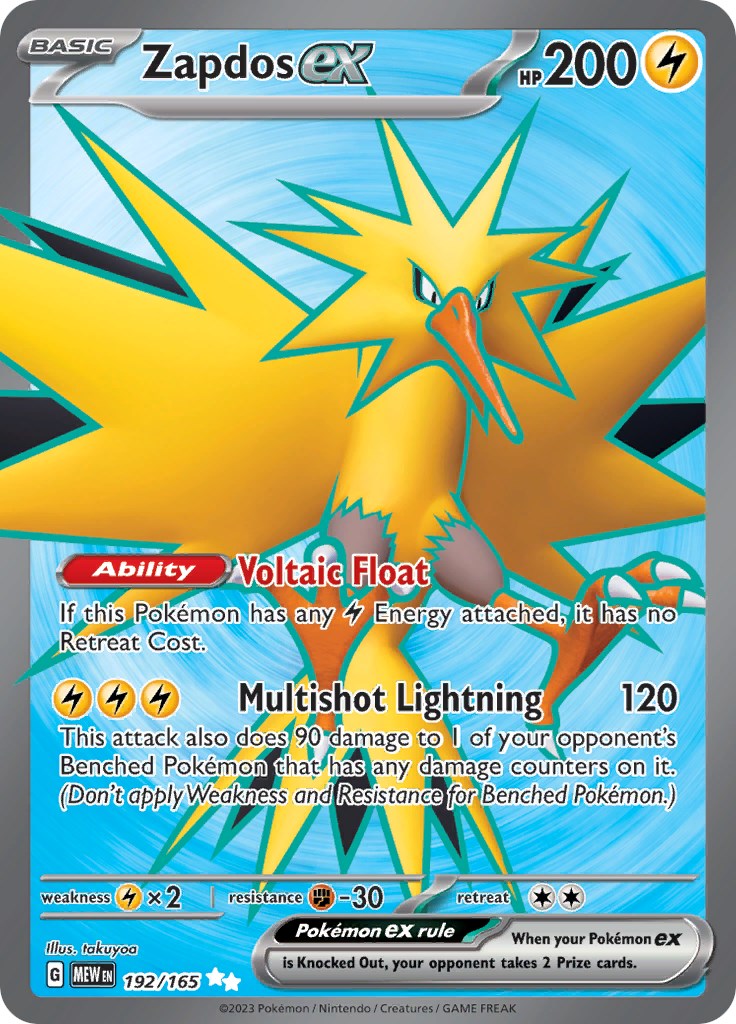 Zapdos ex (192/165) [Scarlet & Violet 151] | Card Merchant Takapuna