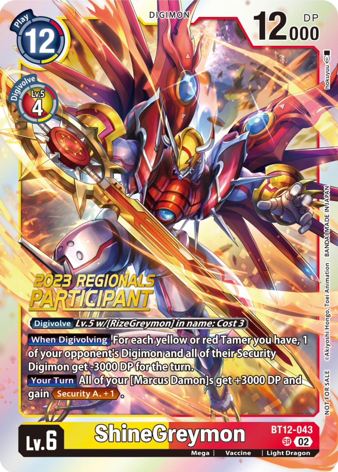 ShineGreymon [BT12-043] (2023 Regionals Participant) [Across Time] | Card Merchant Takapuna