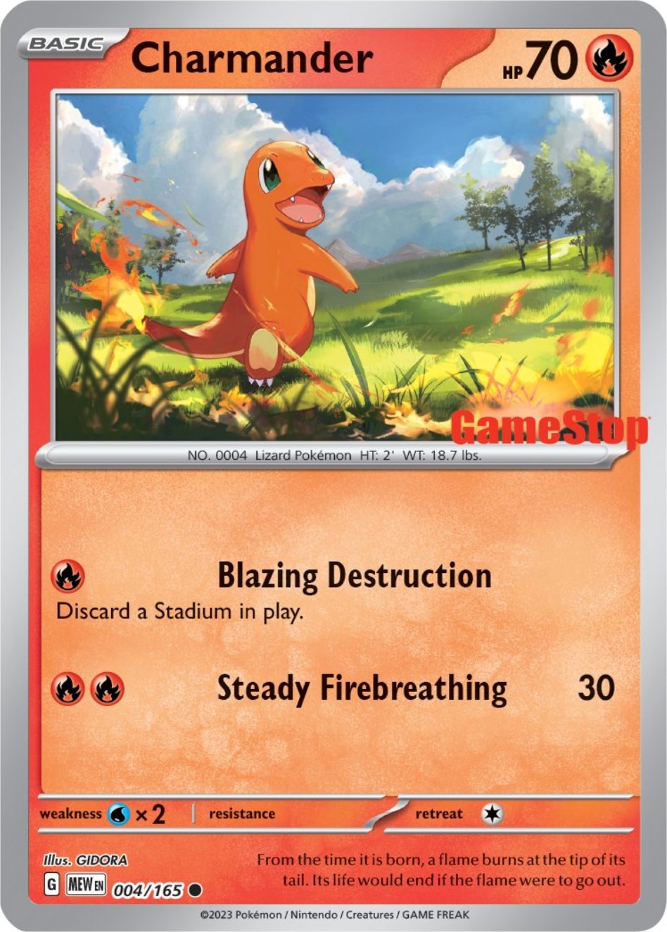 Charmander (004/165) (GameStop Exclusive) [Scarlet & Violet 151] | Card Merchant Takapuna