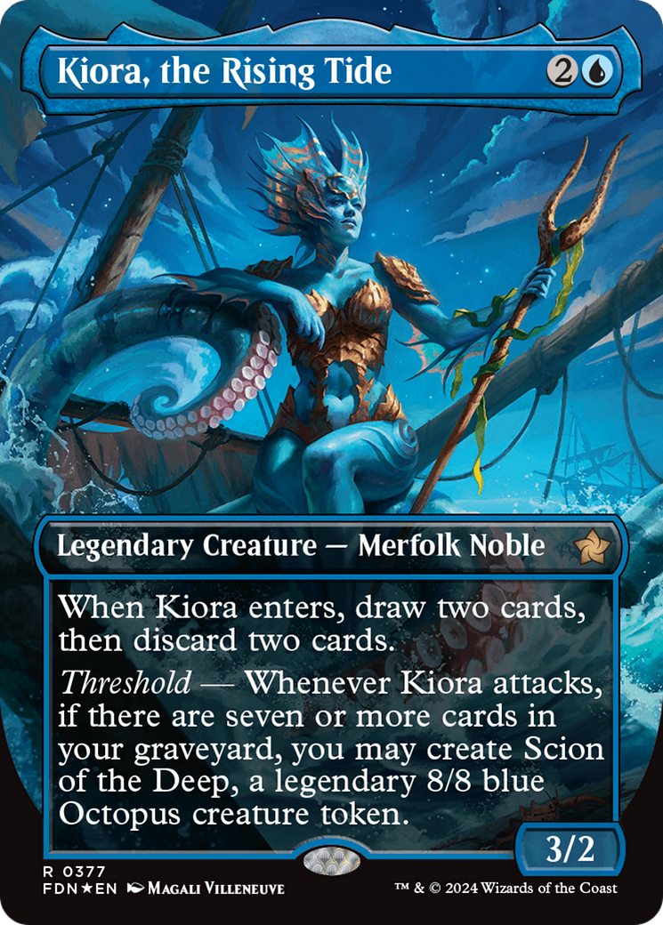 Kiora, the Rising Tide (Borderless) (Mana Foil) [Foundations] | Card Merchant Takapuna