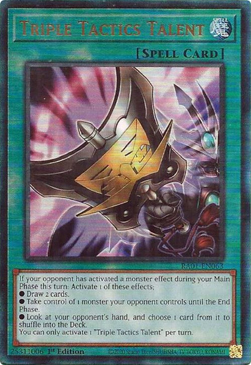 Triple Tactics Talent [RA01-EN063] Prismatic Ultimate Rare | Card Merchant Takapuna