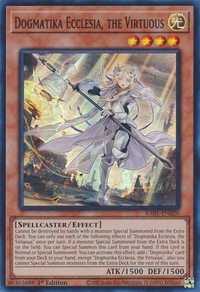 Dogmatika Ecclesia, the Virtuous [RA01-EN020] Super Rare | Card Merchant Takapuna