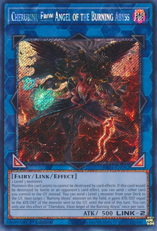 Cherubini, Ebon Angel of the Burning Abyss [RA01-EN042] Platinum Secret Rare | Card Merchant Takapuna