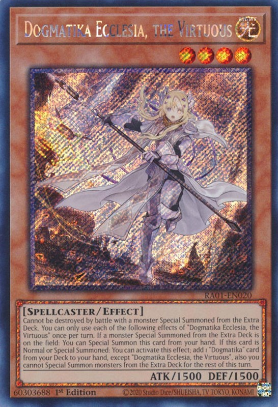 Dogmatika Ecclesia, the Virtuous [RA01-EN020] Platinum Secret Rare | Card Merchant Takapuna