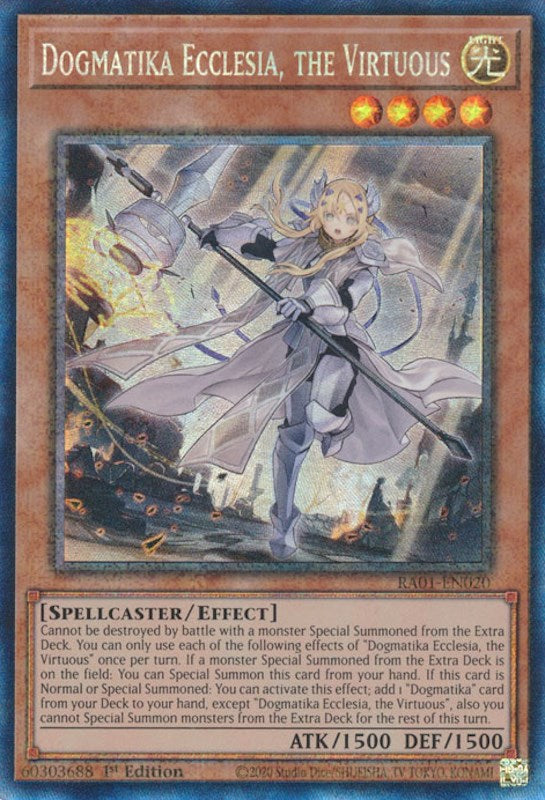 Dogmatika Ecclesia, the Virtuous [RA01-EN020] Prismatic Collector's Rare | Card Merchant Takapuna