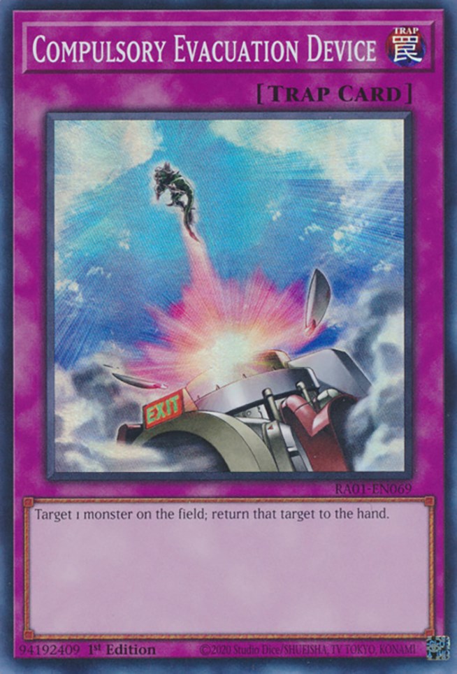 Compulsory Evacuation Device [RA01-EN069] Super Rare | Card Merchant Takapuna