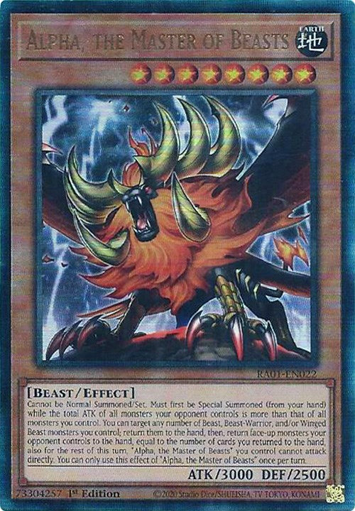 Alpha, the Master of Beasts [RA01-EN022] Prismatic Ultimate Rare | Card Merchant Takapuna