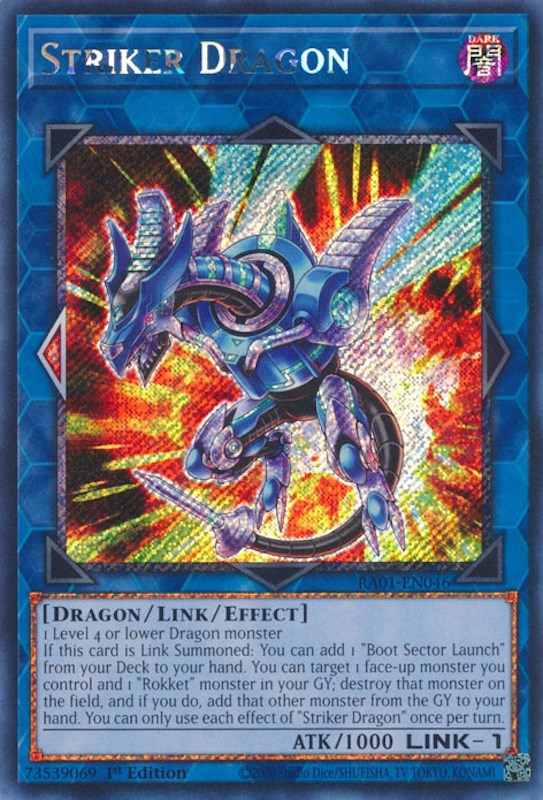 Striker Dragon [RA01-EN046] Platinum Secret Rare | Card Merchant Takapuna