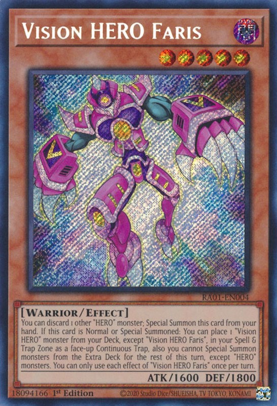 Vision HERO Faris [RA01-EN004] Secret Rare | Card Merchant Takapuna