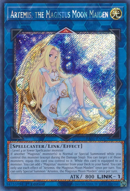 Artemis, the Magistus Moon Maiden [RA01-EN049] Platinum Secret Rare | Card Merchant Takapuna