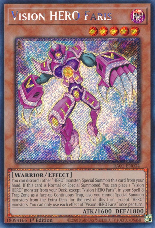 Vision HERO Faris [RA01-EN004] Platinum Secret Rare | Card Merchant Takapuna