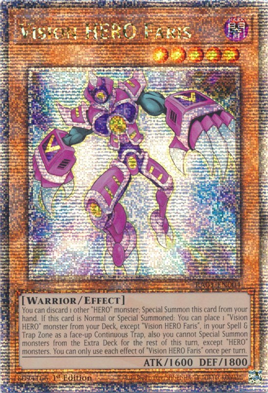 Vision HERO Faris [RA01-EN004] Quarter Century Secret Rare | Card Merchant Takapuna