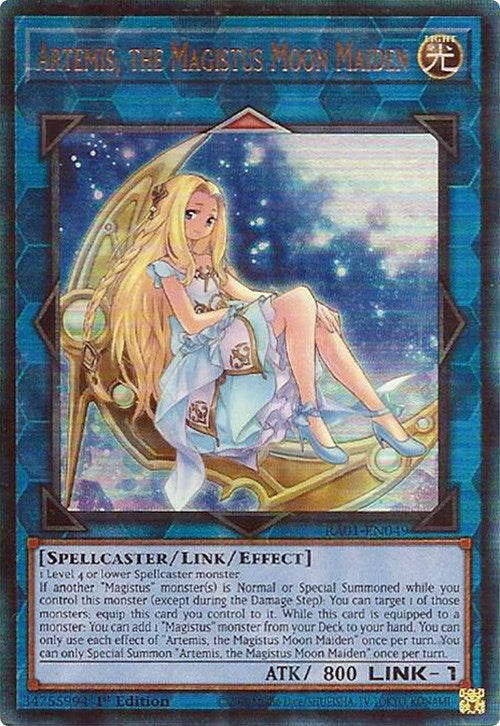 Artemis, the Magistus Moon Maiden [RA01-EN049] Prismatic Ultimate Rare | Card Merchant Takapuna