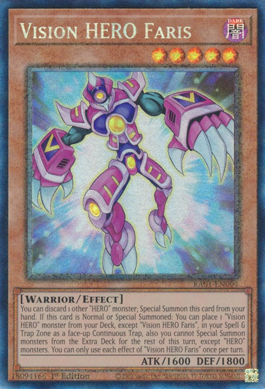 Vision HERO Faris [RA01-EN004] Prismatic Collector's Rare | Card Merchant Takapuna