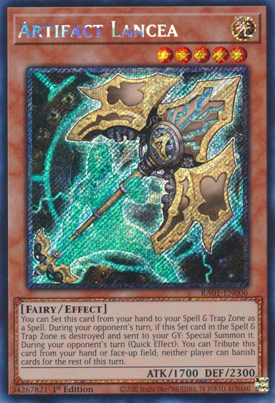 Artifact Lancea [RA01-EN006] Platinum Secret Rare | Card Merchant Takapuna