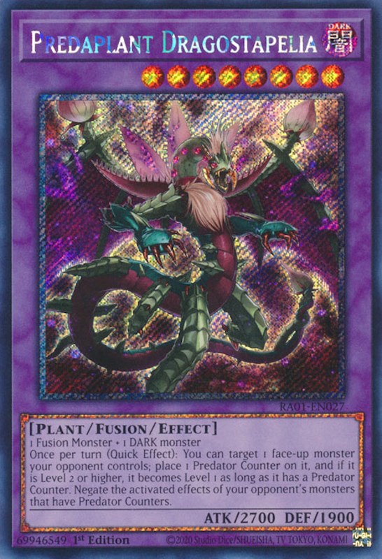 Predaplant Dragostapelia [RA01-EN027] Platinum Secret Rare | Card Merchant Takapuna