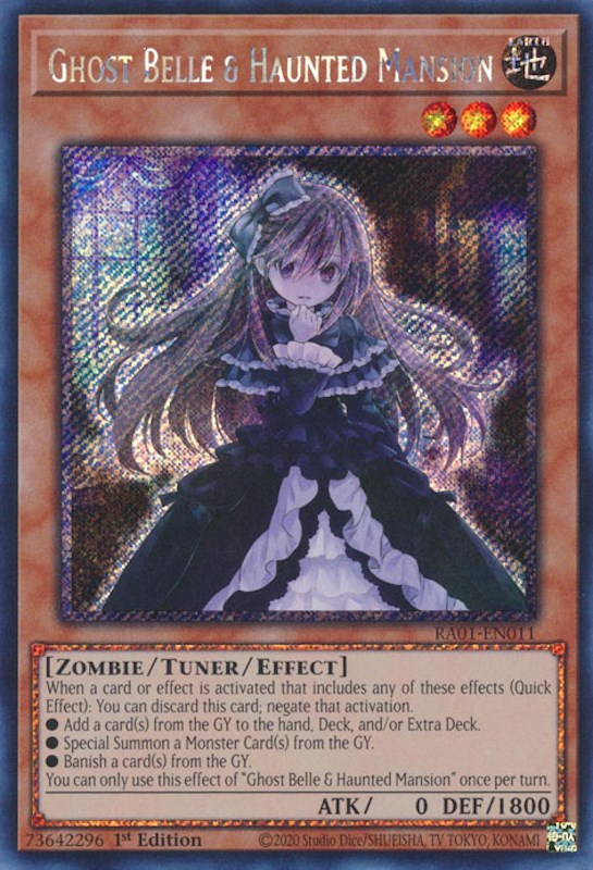 Ghost Belle & Haunted Mansion [RA01-EN011] Platinum Secret Rare | Card Merchant Takapuna