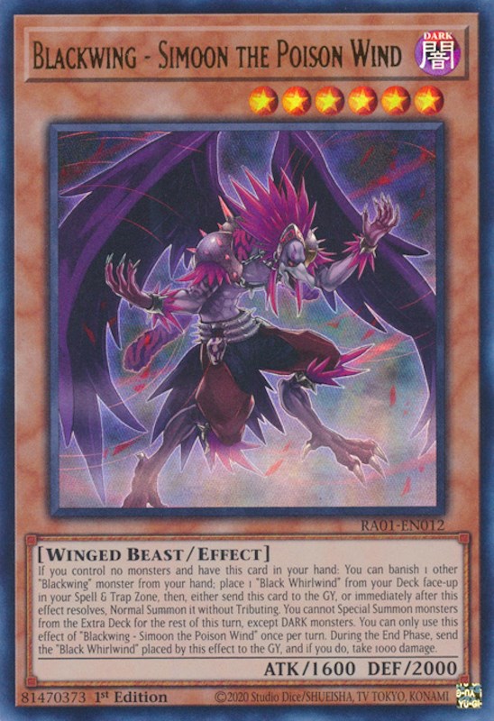 Blackwing - Simoon the Poison Wind [RA01-EN012] Ultra Rare | Card Merchant Takapuna