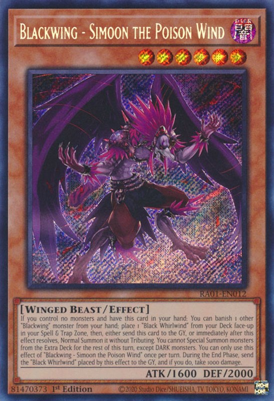 Blackwing - Simoon the Poison Wind [RA01-EN012] Secret Rare | Card Merchant Takapuna