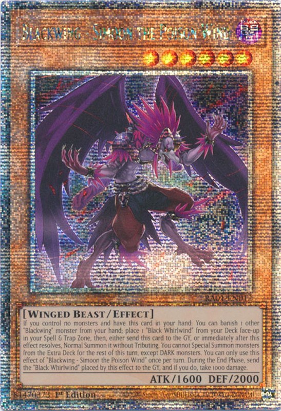 Blackwing - Simoon the Poison Wind [RA01-EN012] Quarter Century Secret Rare | Card Merchant Takapuna