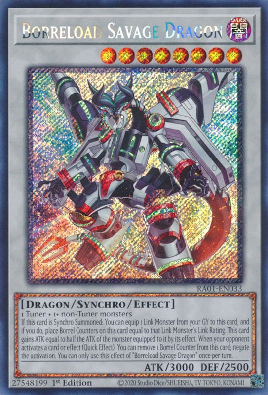 Borreload Savage Dragon [RA01-EN033] Platinum Secret Rare | Card Merchant Takapuna