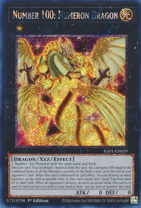 Number 100: Numeron Dragon [RA01-EN039] Platinum Secret Rare | Card Merchant Takapuna